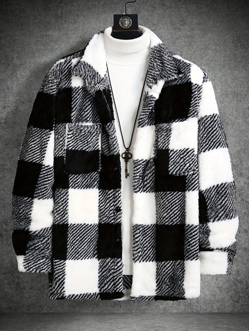 Heren Zwart Wit Geruit Fleece Jack - Riley
