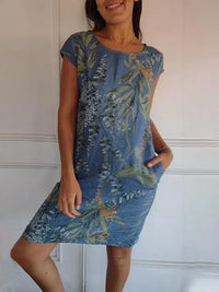 Printed Dress with Round Neck - Eveline