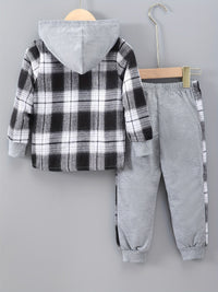 2-delige Jongensset Jordy met Geruite Hoodie en Joggingbroek
