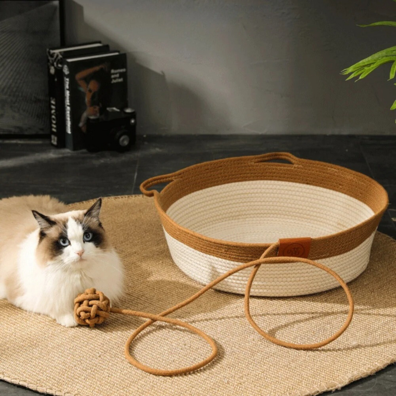 Handgeweven Katoenen Touwbed voor Katten - CozyNest