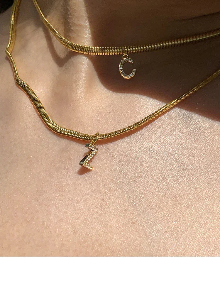 Golden Initial Necklace - Ella