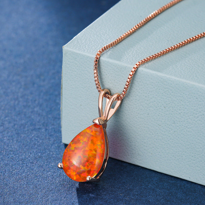 Minimalist Drop Opal Pendant Necklace - Selina