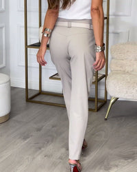 Trendy Women's Patchwork Pants with Belt - Liv