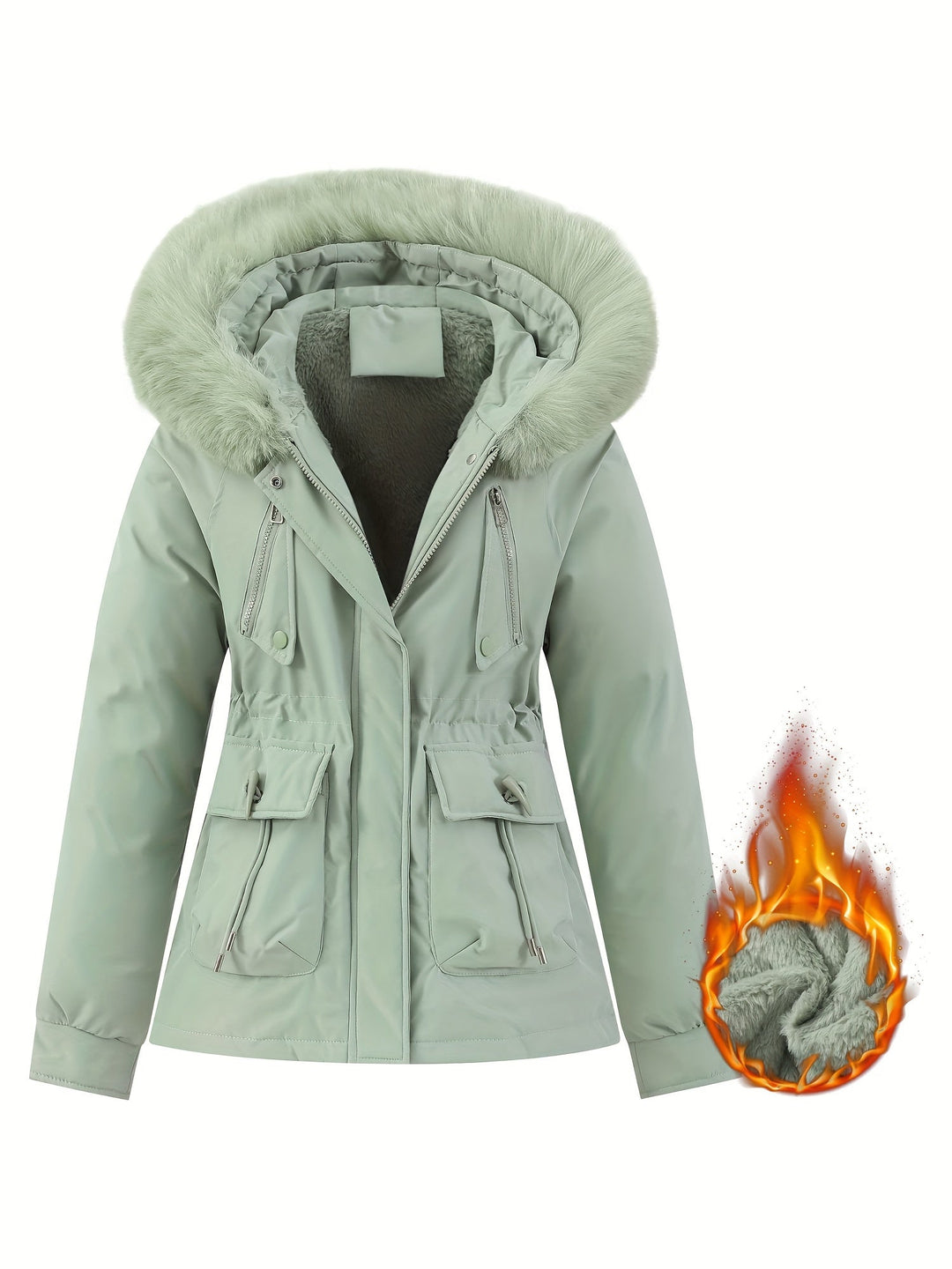 Women's Winter Coat with Removable Fur Hood - Noëlle