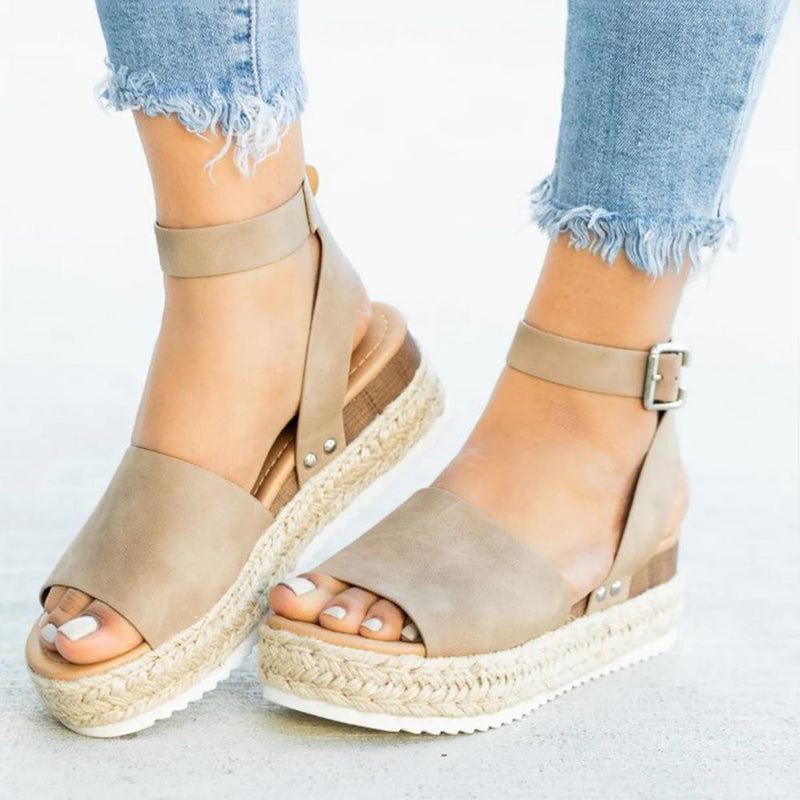 Dames Plateau Espadrille Sandalen met sleehak & bandjes – Livia