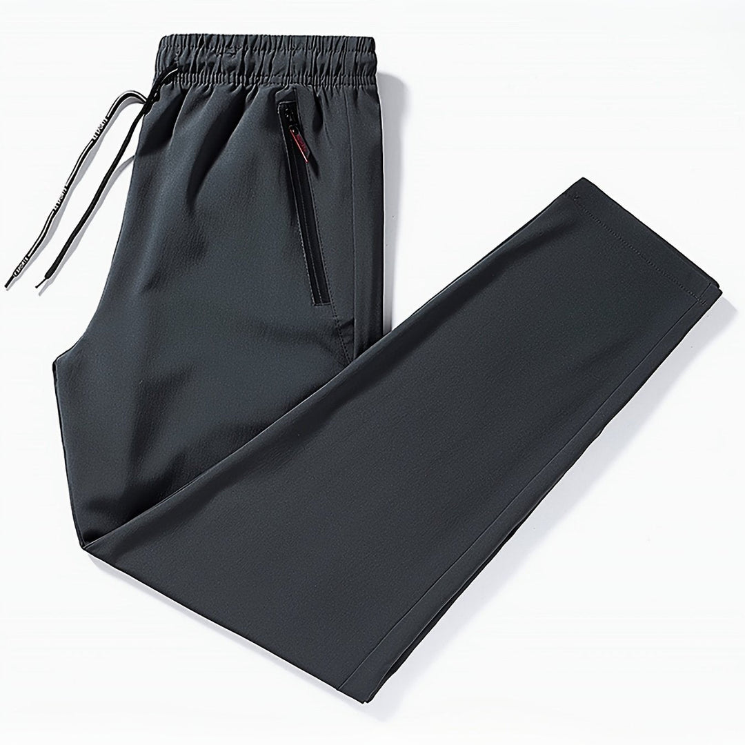 Solid Jogging Pants with Zipper Details - Milan