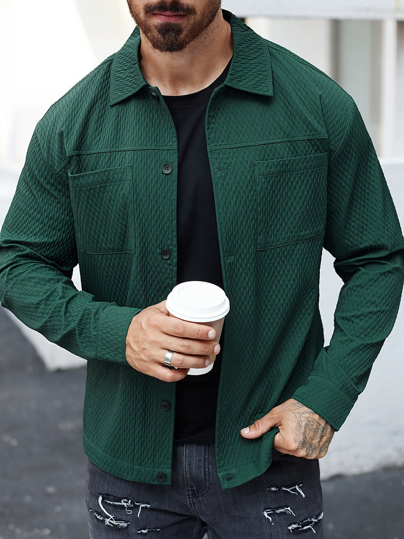 Textured Green Men's Shirt - Finn