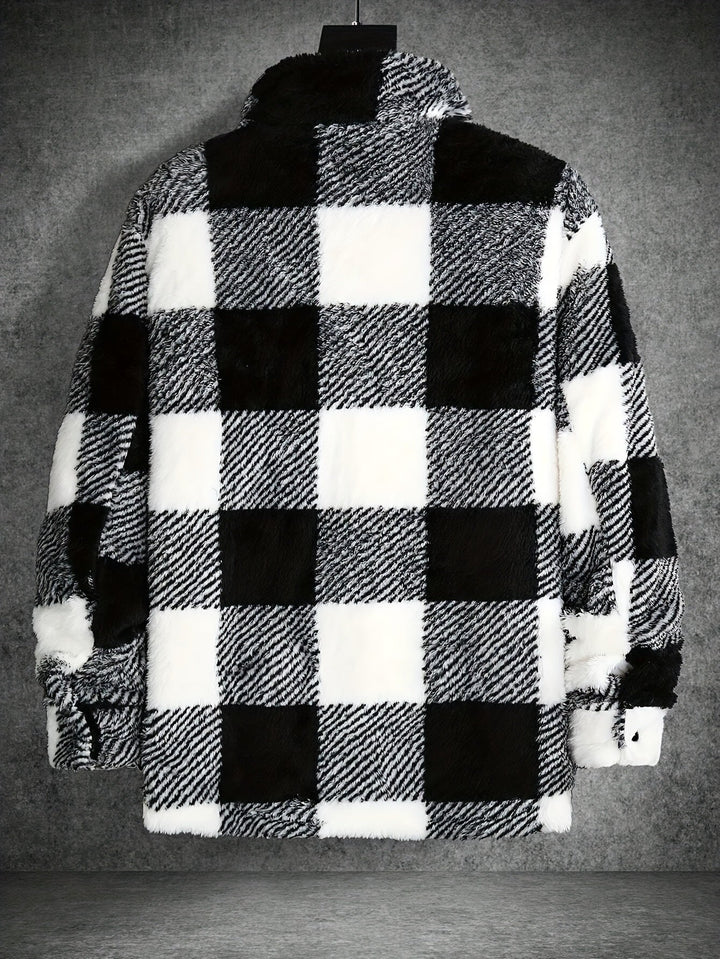Heren Zwart Wit Geruit Fleece Jack - Riley