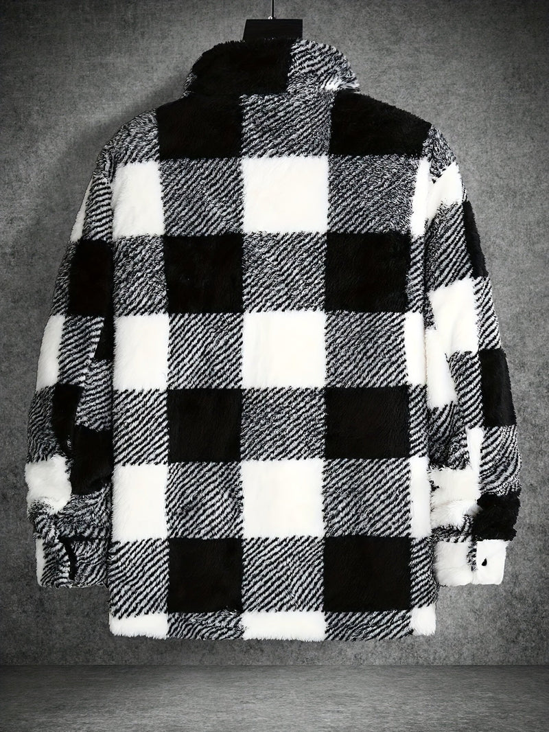 Heren Zwart Wit Geruit Fleece Jack - Riley