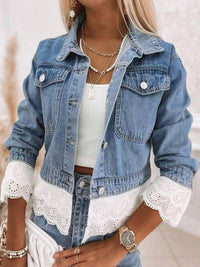 Blauw Patchwork Denim Jas - Rowena