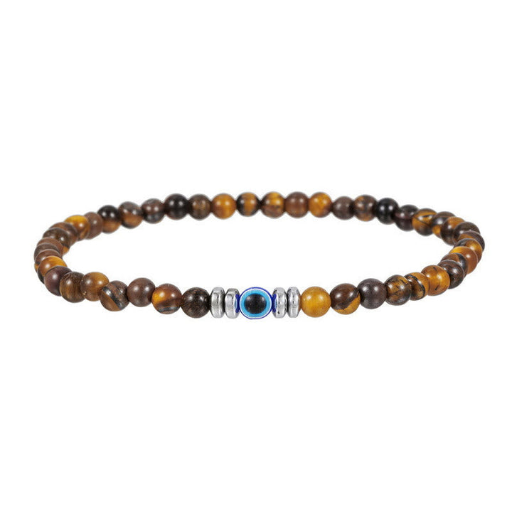 Men's 4mm Natural Stone Evil Eye Bead Bracelet - Thor