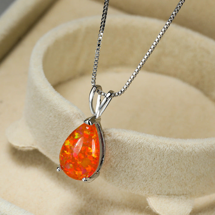 Minimalist Drop Opal Pendant Necklace - Selina