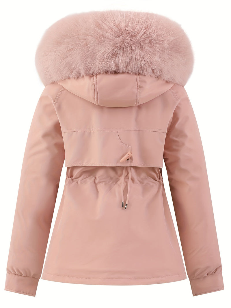 Women's Winter Coat with Removable Fur Hood - Noëlle