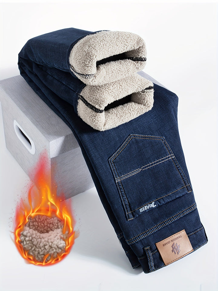 Warm Men's Winter Jeans with Fleece Lining - Grayson
