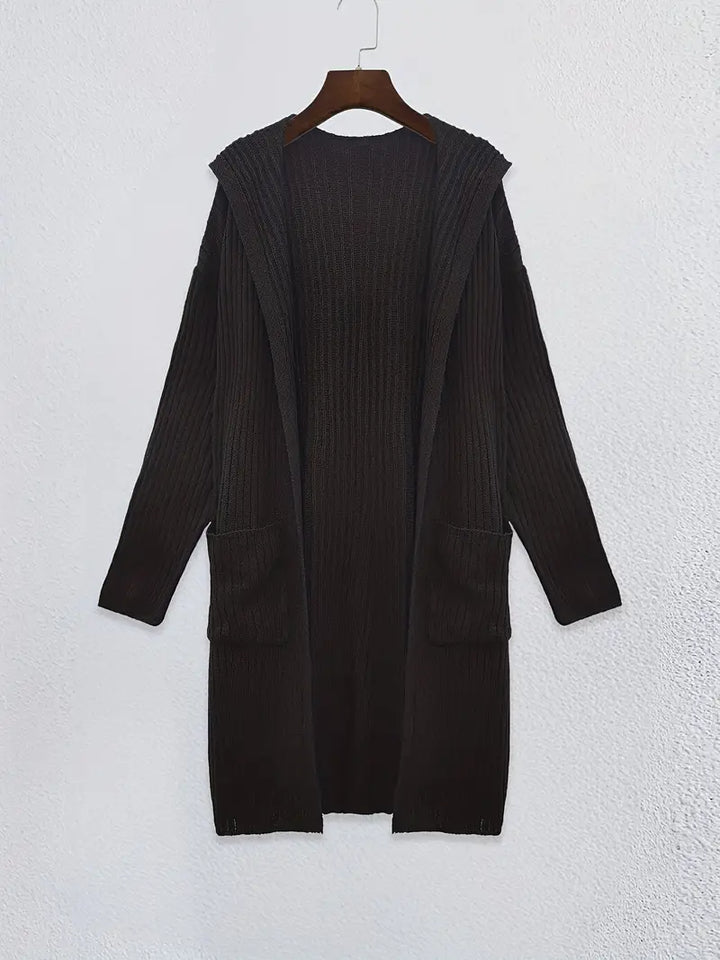 Lange gebreide dames cardigan voor herfst & winter – Elara