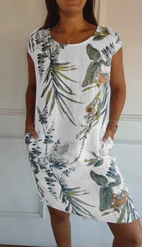 Printed Dress with Round Neck - Eveline