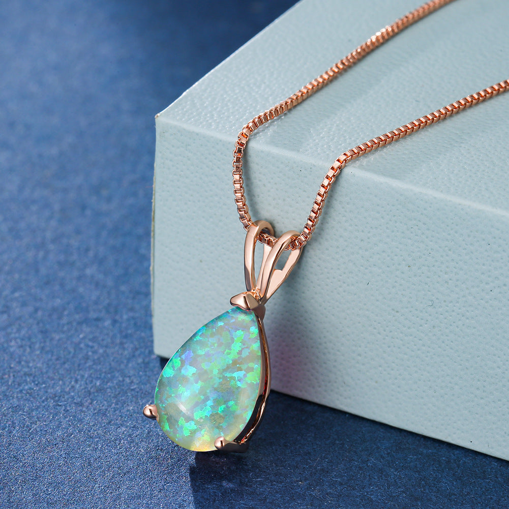 Minimalist Drop Opal Pendant Necklace - Selina