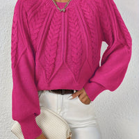 Women's Cable Knit Sweater with Lantern Sleeves – Sanna