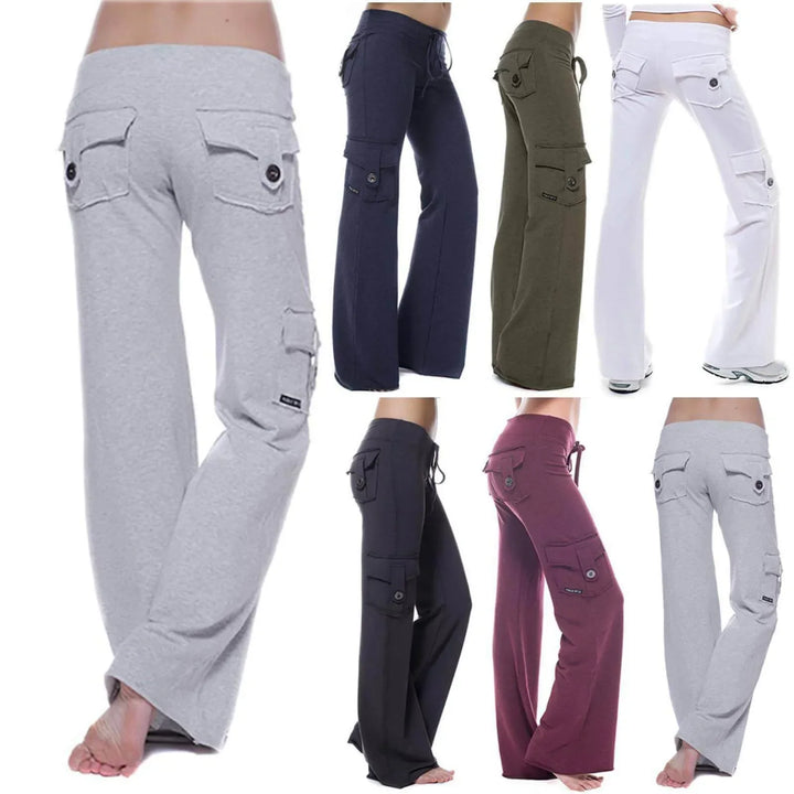 Women's Bootcut Cargo Pants with Pockets - Isabella