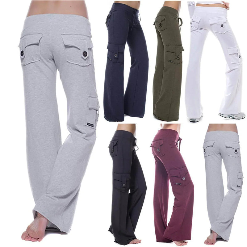 Women's Bootcut Cargo Pants with Pockets - Isabella