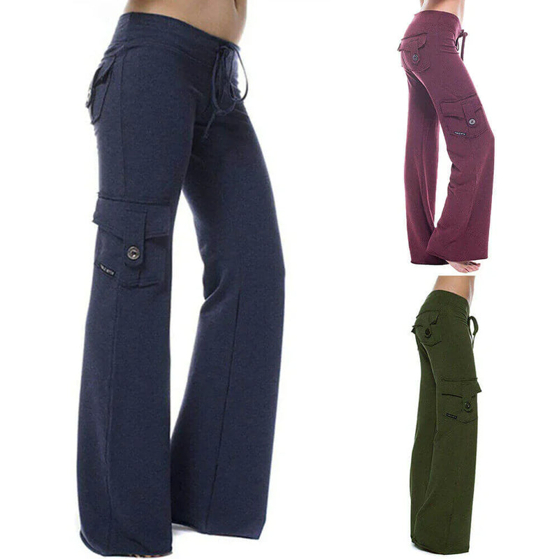 Women's Bootcut Cargo Pants with Pockets - Isabella
