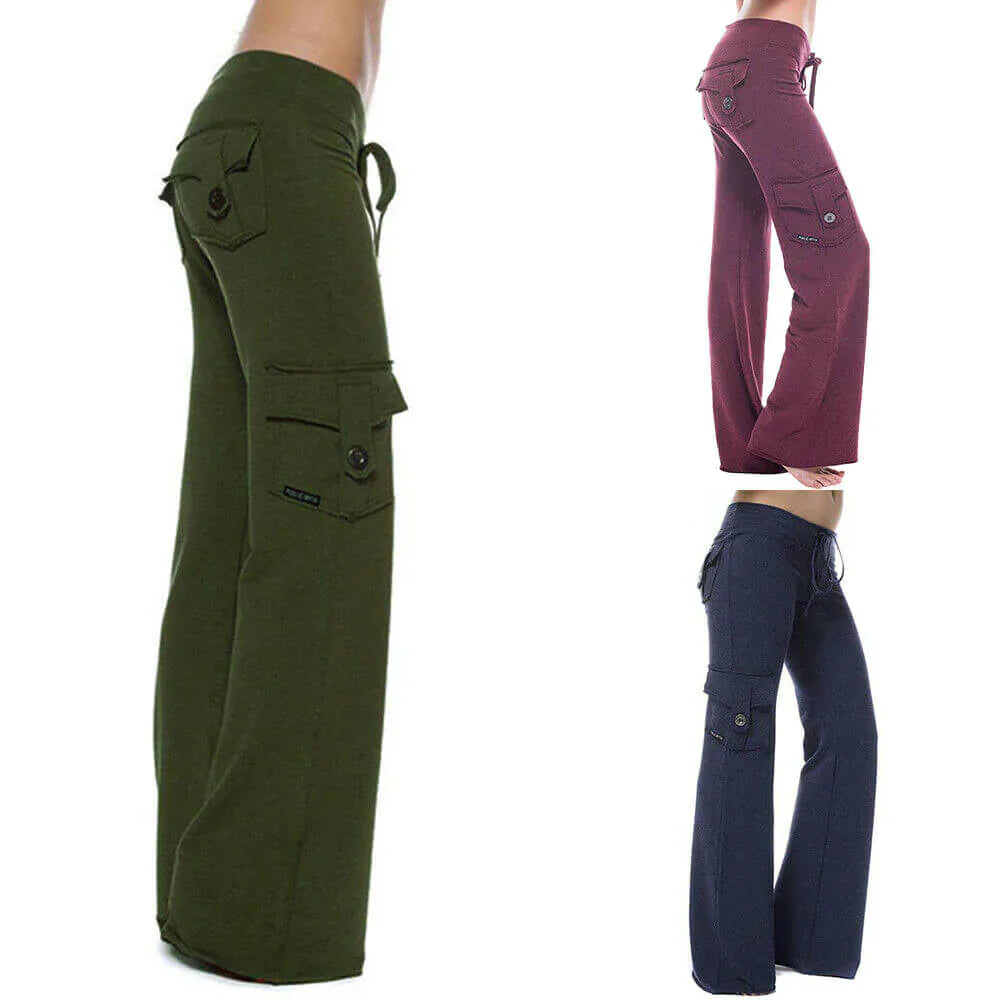 Women's Bootcut Cargo Pants with Pockets - Isabella