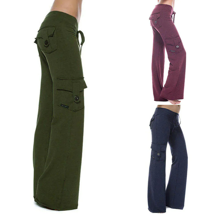 Women's Bootcut Cargo Pants with Pockets - Isabella