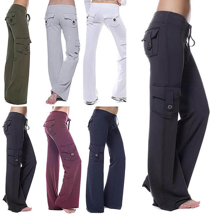 Women's Bootcut Cargo Pants with Pockets - Isabella
