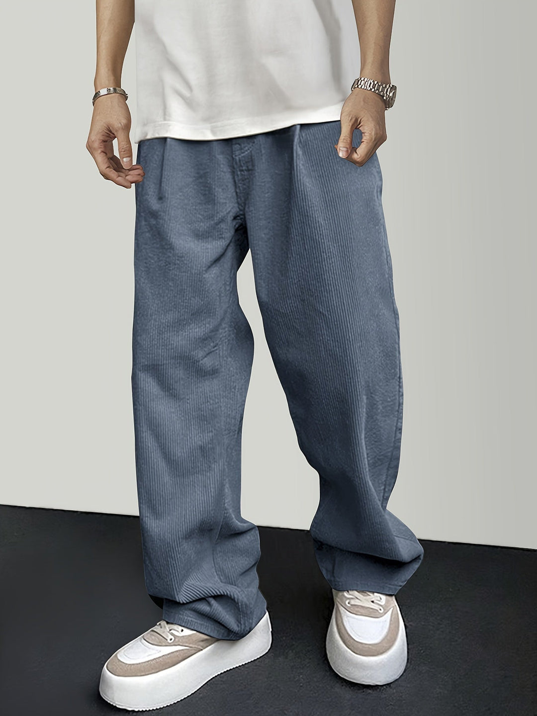 Casual Ribfluweel Herenbroek met Koordsluiting - Mason