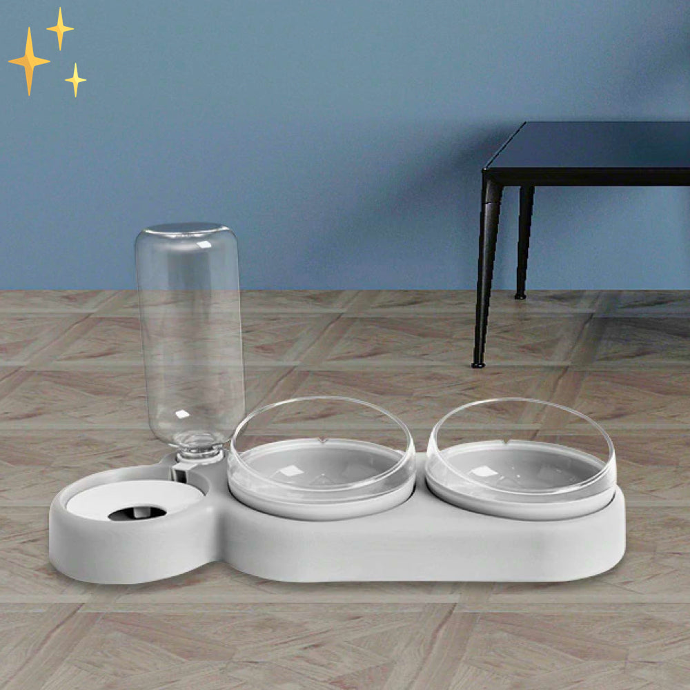 Double Feeding Bowl with Automatic Water Dispenser - HydraFeeder