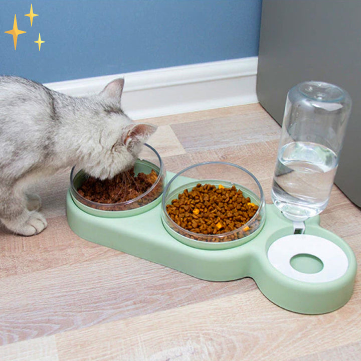 Double Feeding Bowl with Automatic Water Dispenser - HydraFeeder