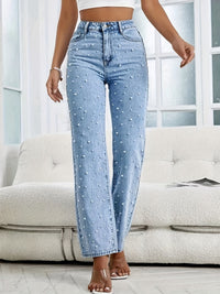 Straight Women's Jeans with Pearls - Mila