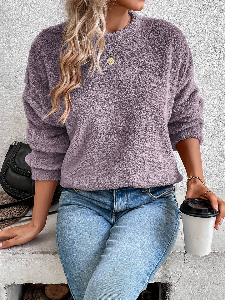Comfortable Teddy Pullover Sweatshirt - Livia