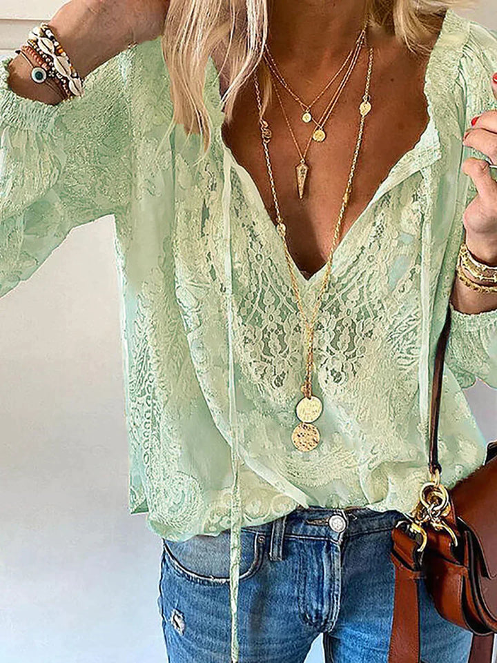 Exclusieve Damesblouse met Kant - Elodie