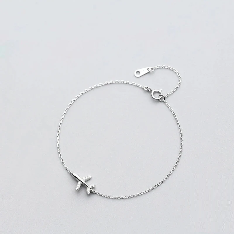 Silver Airplane Bracelet