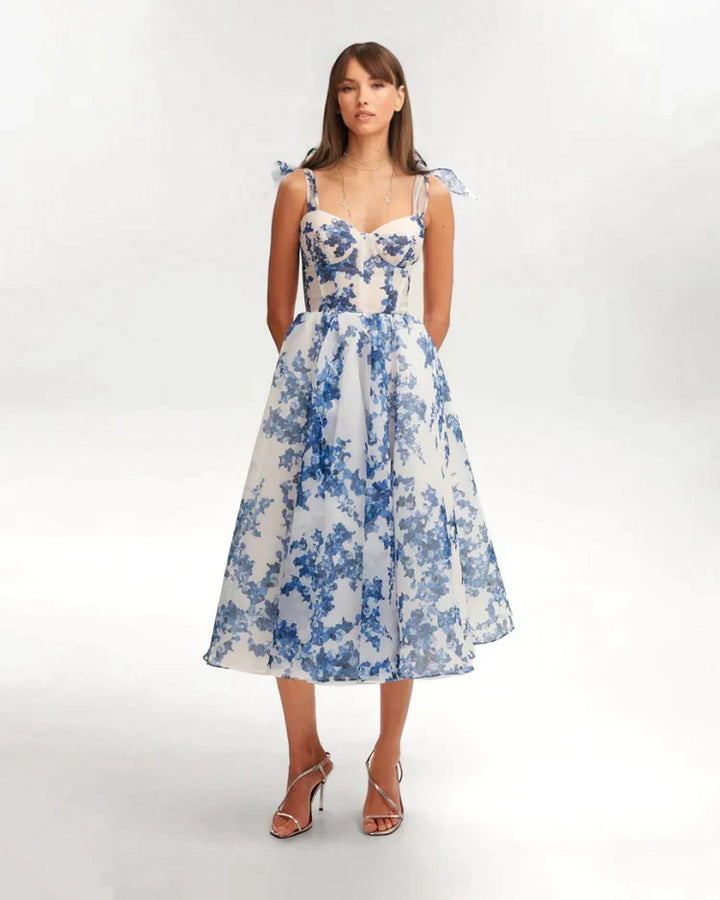 Betoverend Blauwe Bloemenjurk - Luna