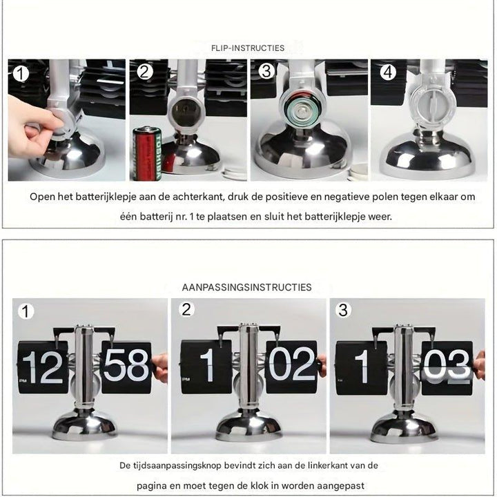 Retro Flip Clock with Steel Accent - TempoFlip