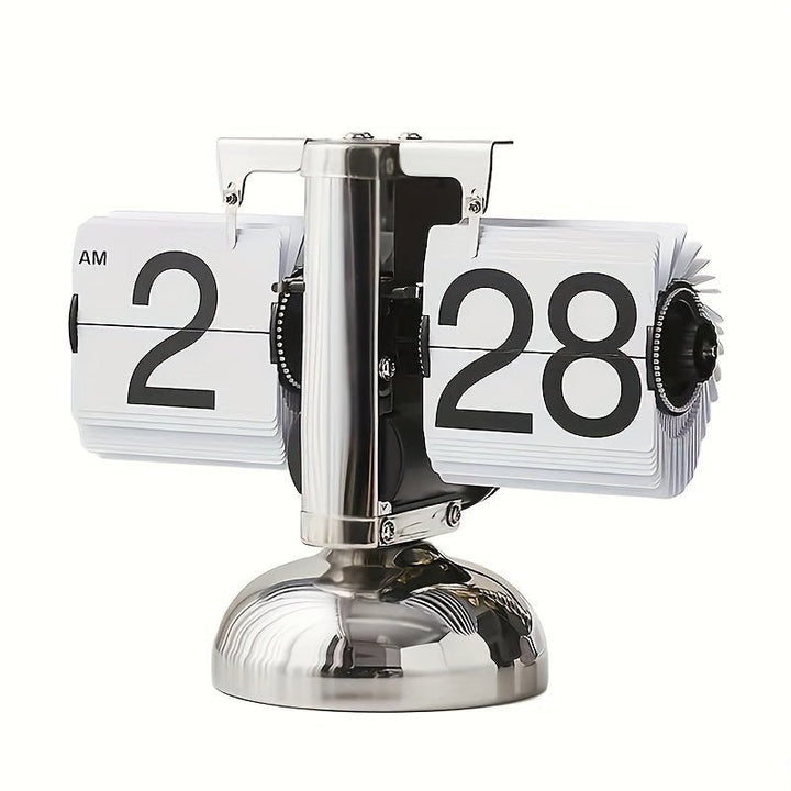 Retro Flip Clock with Steel Accent - TempoFlip