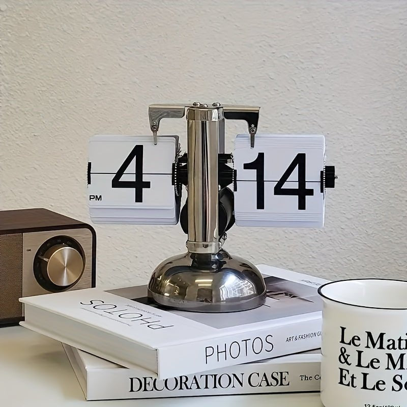 Retro Flip Clock with Steel Accent - TempoFlip