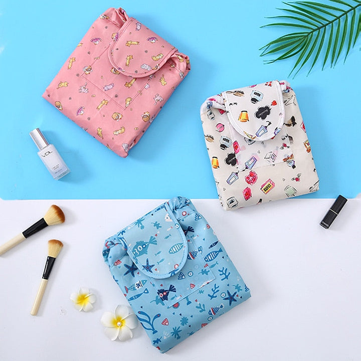 Portable Drawstring Cosmetic and Toiletry Bag - Travel Organizer