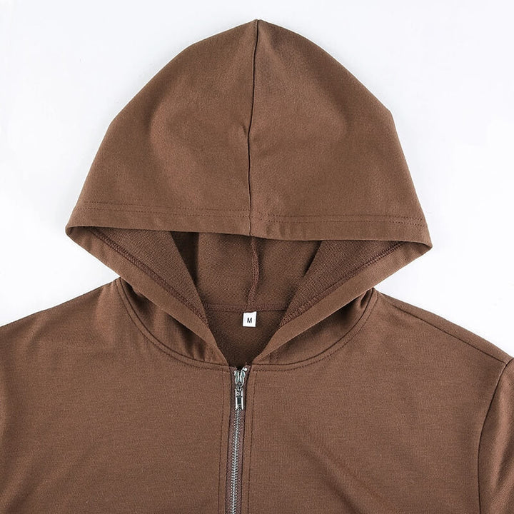 Trendy figuurlijke dames cropped zip-up hoodie met capuchon - Alina
