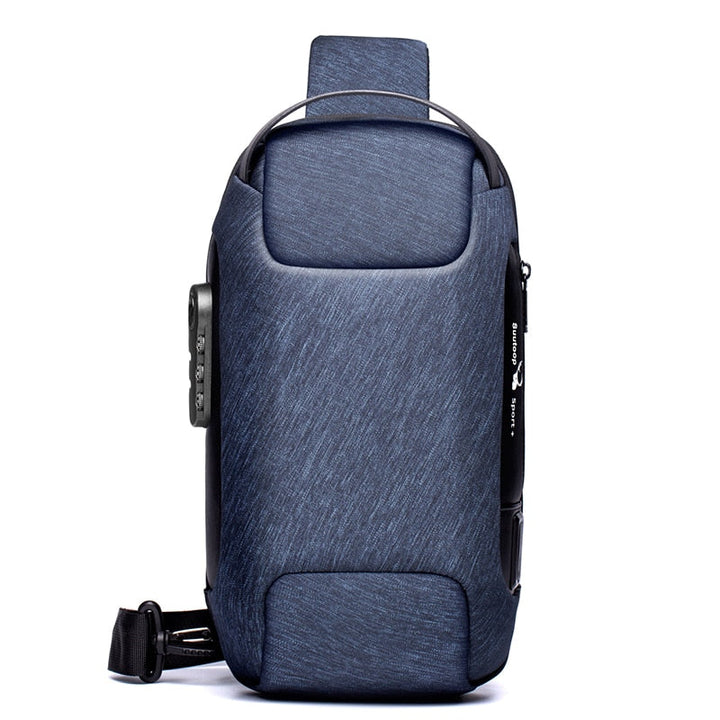 Compact Waterbestendige Schoudertas voor Mannen – Diefstalpreventie met USB-Poort