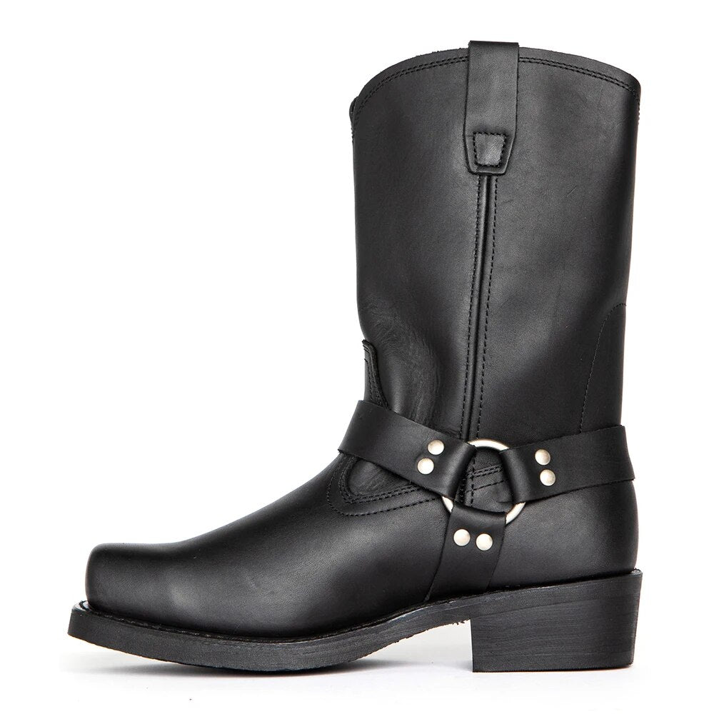Stylish Leather Men's Cowboy Boots - Darius