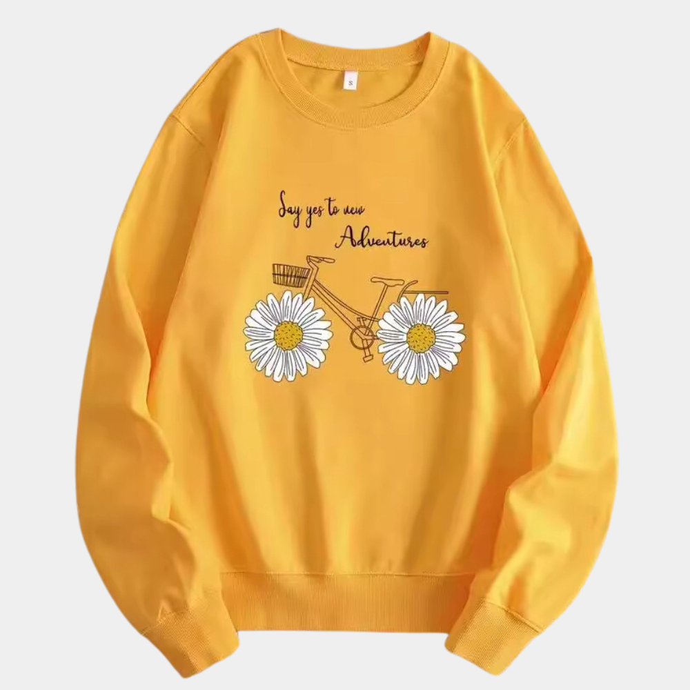 Żółta damska bluza z nadrukiem kwiatowym - Fleur