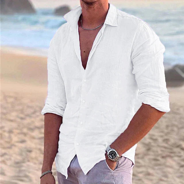 Luxury men's linen shirt with long sleeves - Milan