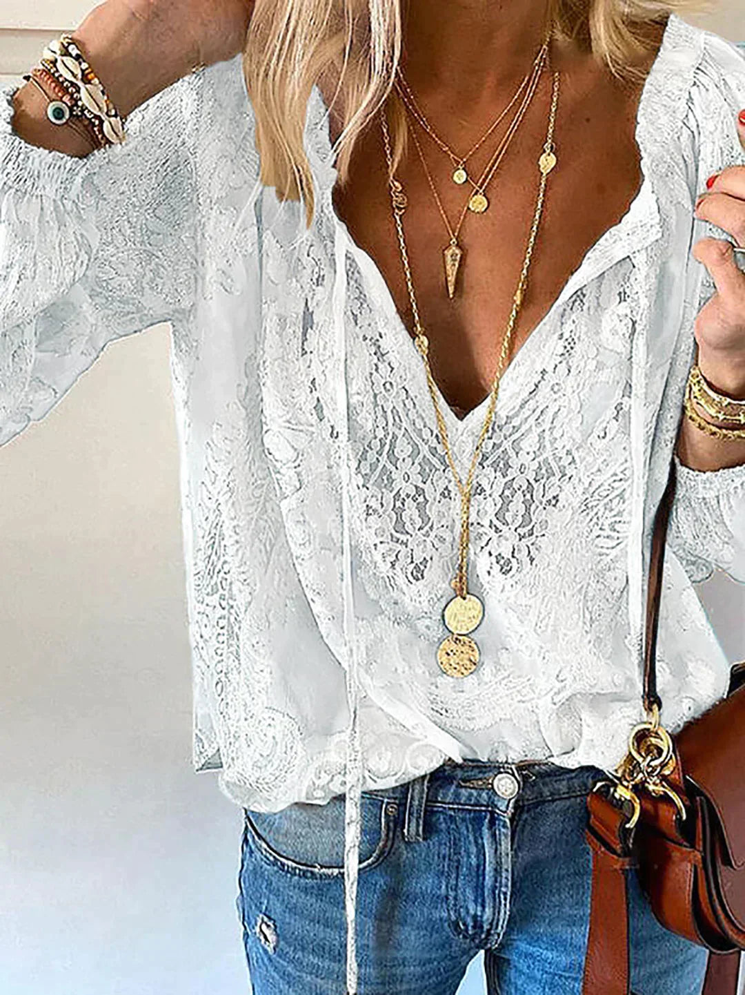 Exclusieve Damesblouse met Kant - Elodie