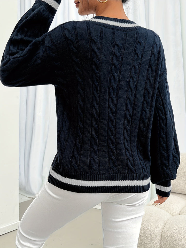 Cable-Knit Sweater with Refined Details - Aurora