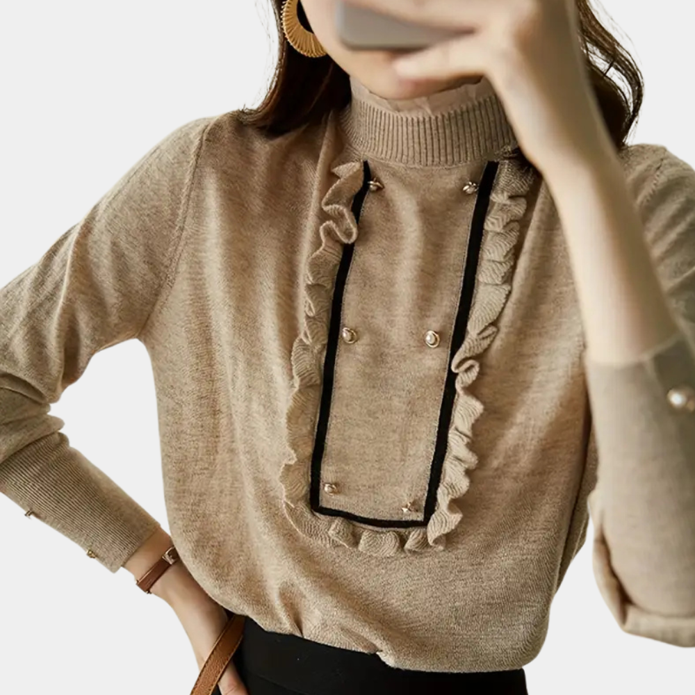 Versatile Khaki Women's Blouse - Nora