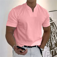 Breathable men's fitness shirt with V-neck - Timo