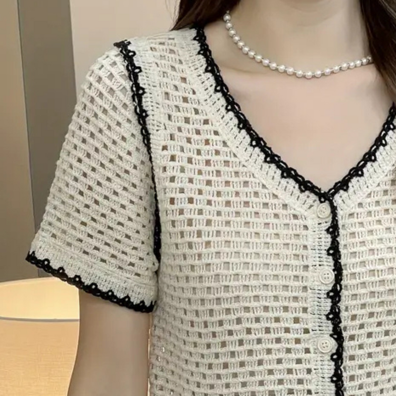 Trendy Openwork Blouse for Women - Livia